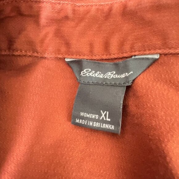 Eddie Bauer Womens XL Rust Orange Cotton/Spandex Button Up Utility Jacket - Picture 4 of 7